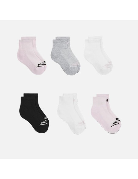 Six paires de chaussettes Jordan Legend Crew - Blanc-Noir-Gris-Rose