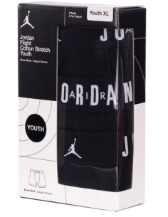 Tre Boxer Ragazzo Jordan Flight Cotton Stretch - Nero