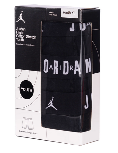 Three Jordan Flight Cotton Stretch Boy's Boxers - Black