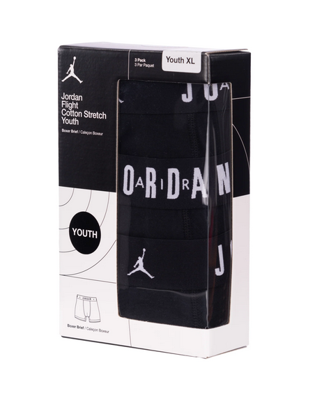 Three Jordan Flight Cotton Stretch Boy's Boxers - Black