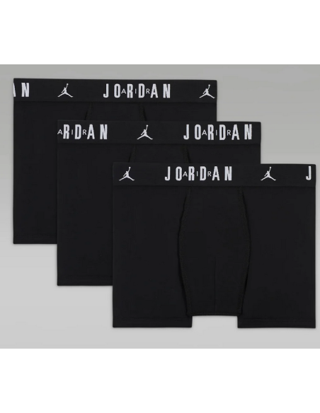 Tre Boxer Ragazzo Jordan Flight Cotton Stretch - Nero