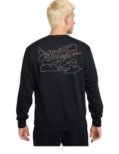 Felpa Uomo Nike Club FT Crew Bolt - Nero 2