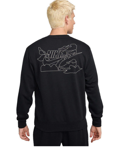 Nike Club FT Crew Bolt Herren-Sweatshirt – Schwarz
