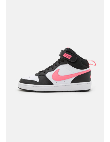 Chaussures Nike Court Borough Mid 2 (GS) Pour Filles - Blanc/Noir/Fuchsia