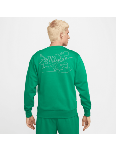 Felpa Uomo Nike Club FT Crew Bolt - Verde 2