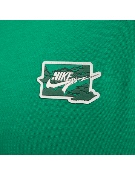 Felpa Uomo Nike Club FT Crew Bolt - Verde