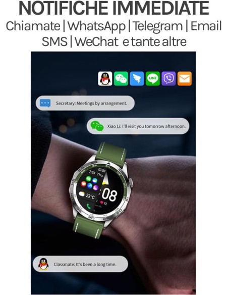 SmartWatch Saconet KM29 Uomo, Orologio Fitness, Frequenza Cardiaca, Amoled