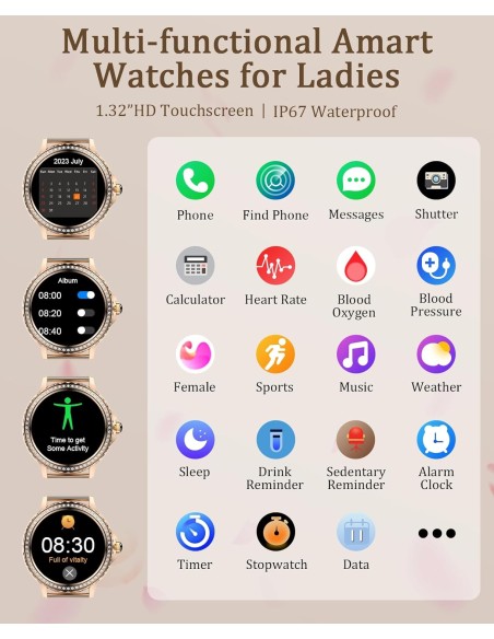 SmartWatch femmes Saconet NX19 avec passer/répondre aux appels montre de Fitness