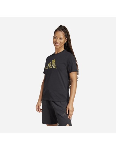 Camiseta con gráfico metalizado Tech de Adidas para mujer, color negro