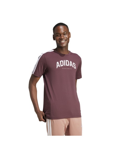 T-shirt Uomo Adidas Codes Collegiate Linear Graphic- Bordeaux