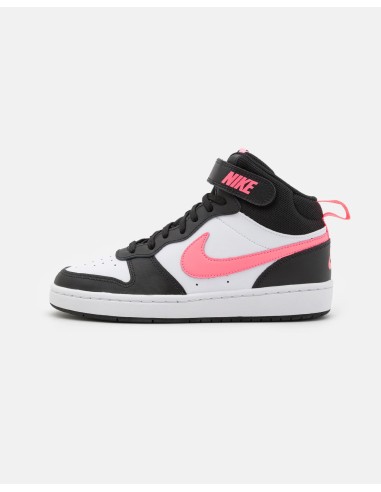 Nike Court Borough Mid 2 (PSV) pour fille - Blanc/Noir/Fuchsia