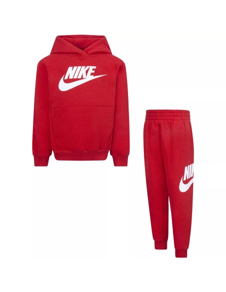Nike Club French Terry child tracksuit - red - brushed cotton