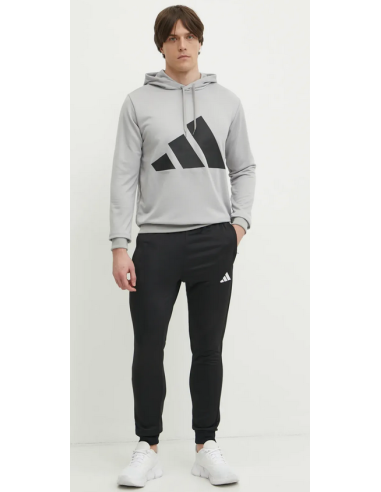 Chándal con capucha y logo grande de felpa francesa para hombre de Adidas Sportswear, gris y negro