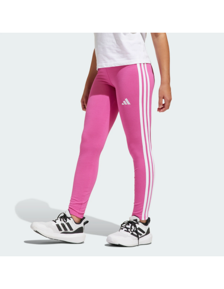Adidas Essentials 3-Streifen-Leggings für Mädchen – Fuchsie/Weiß