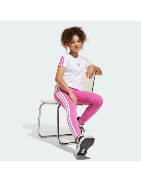Leggings Fille Adidas Essentials 3-Stripes - Fuchsia/Blanc