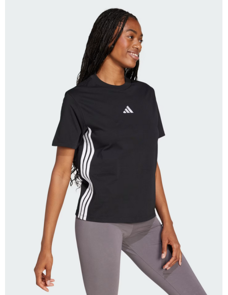 Camiseta Adidas Essentials 3 Rayas para Mujer - Negra