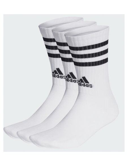 Drei Paar gepolsterte Adidas 3-Streifen-Socken – Weiß