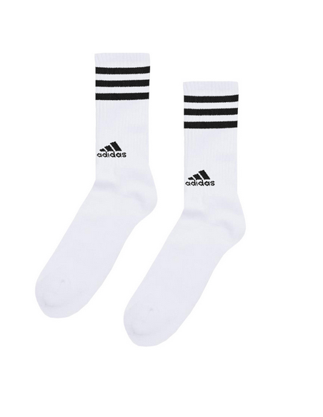 Drei Paar gepolsterte Adidas 3-Streifen-Socken – Weiß