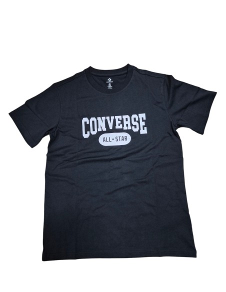 Unisex Converse Retrò Logo Standard Fit T-Shirt - Schwarz