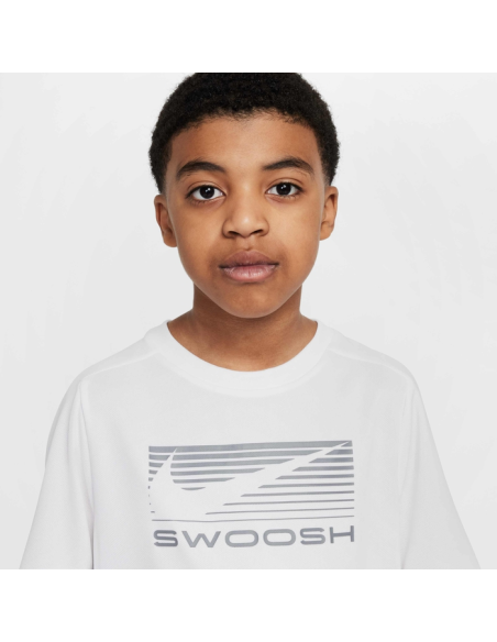 T-shirt Nike Swoosh Dri-Fit pour garçon - Blanc