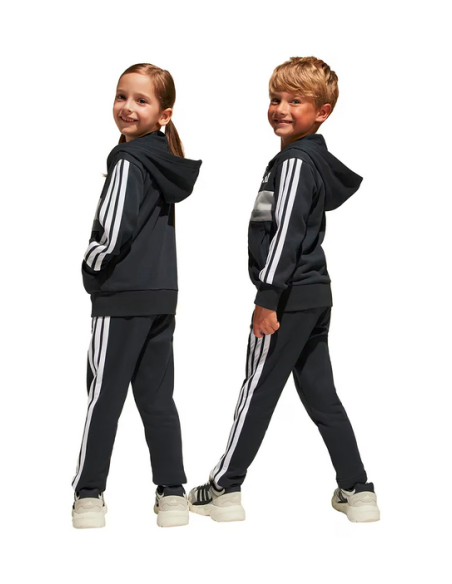 Adidas Essentials Tiberio 3-Stripes Tracksuit for Unisex - Black/Grey