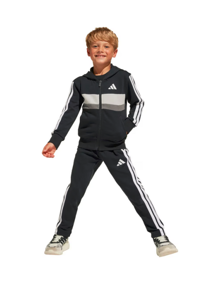 Tuta Unisex Adidas Essentials Tiberio 3-Stripes - Nero/Grigio