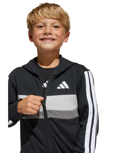 Chándal Adidas Essentials Tiberio 3-Stripes para Unisex - Negro/Gris