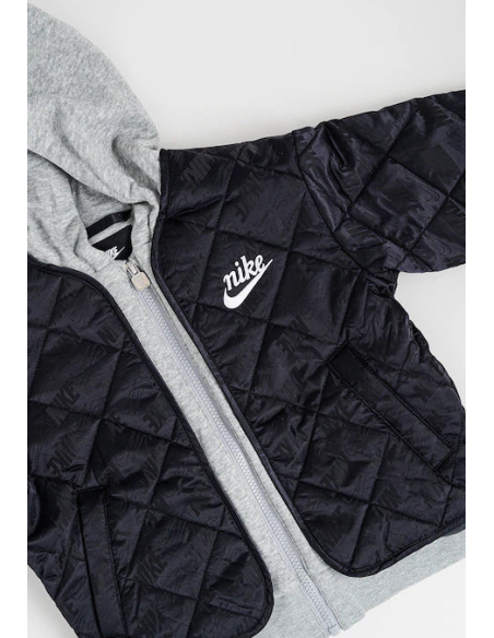 Giacca Trapuntata con Cappuccio Nike - Nero/Grigio