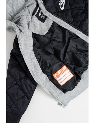 Giacca Trapuntata con Cappuccio Nike - Nero/Grigio