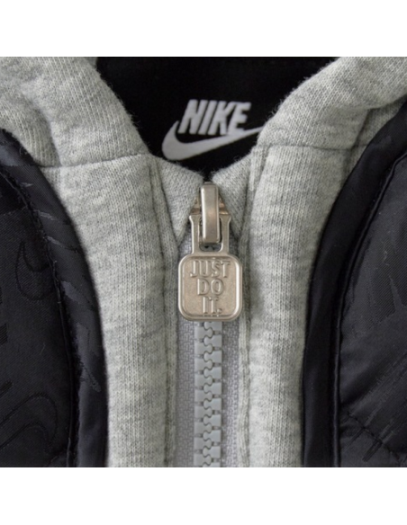Giacca Trapuntata con Cappuccio Nike - Nero/Grigio