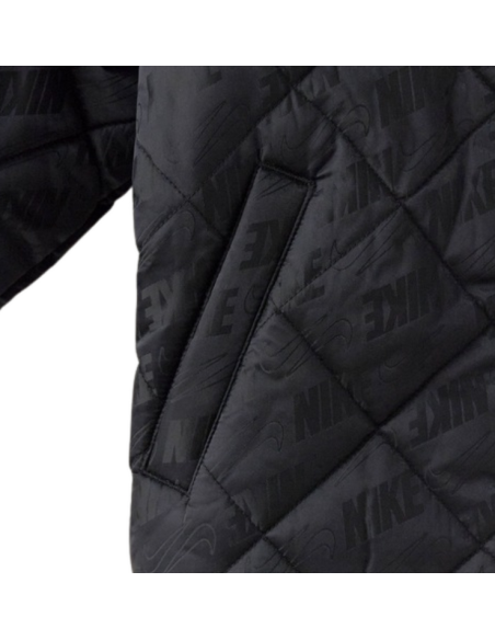 Giacca Trapuntata con Cappuccio Nike - Nero/Grigio