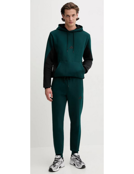 Chándal con capucha y bloques de color de polar Adidas para hombre - Verde/Negro
