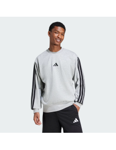 Felpa Uomo Adidas Essentials 3-Stripes - Grigio/Nero