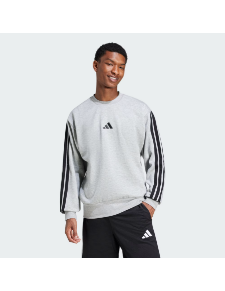 Adidas Essentials 3-Streifen Herren-Sweatshirt – Grau/Schwarz