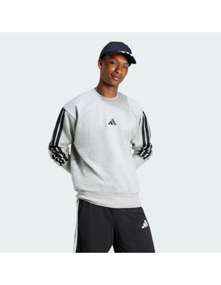 Felpa Uomo Adidas Essentials 3-Stripes - Grigio/Nero