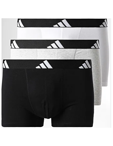 Three Adidas Active Flex Cotton Men's Boxer Shorts - Black/Gray/White