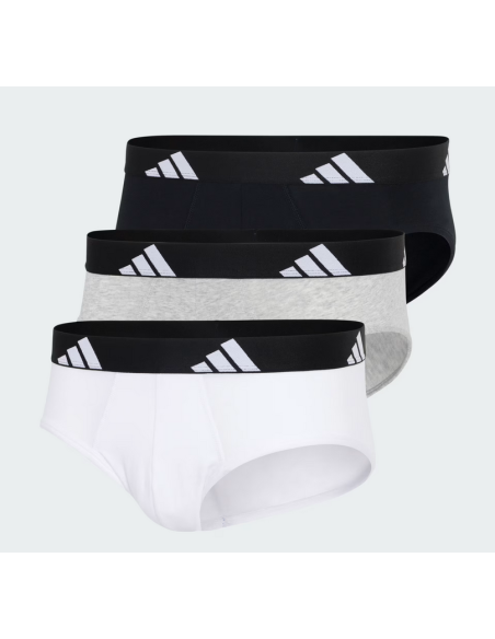 Three Adidas Active Flex Cotton Men's Briefs - White/Gray/Black
