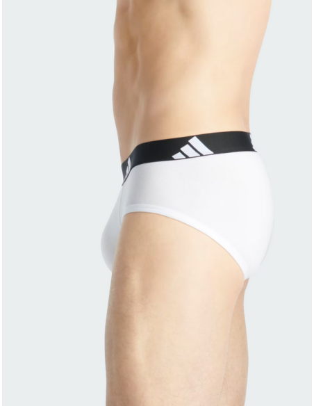 Trois slips Adidas Active Flex en coton pour homme - Blanc/Gris/Noir