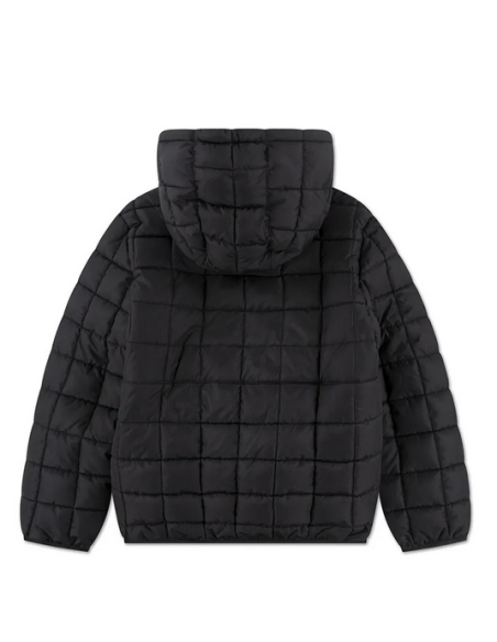 Jungen-Steppjacke mit quadratischem Muster – Schwarz