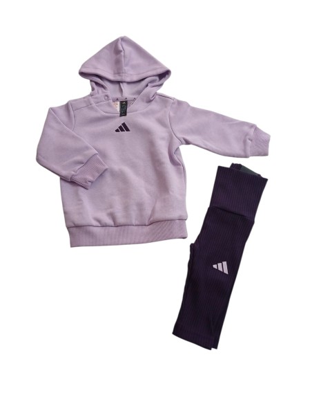 Adidas Hooded Fleece Jogger Girls Tracksuit - Purple