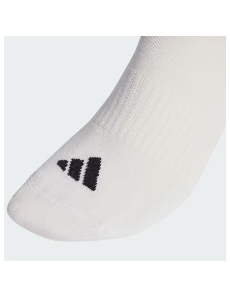 Drei Paar Adidas 3-Streifen gepolsterte Sportsocken – Weiß