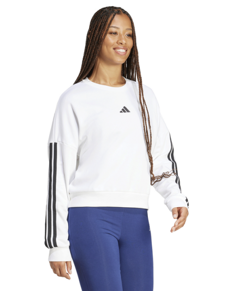 Felpa Donna Adidas Performance Essentials 3-Stripes French Terry - Bianco