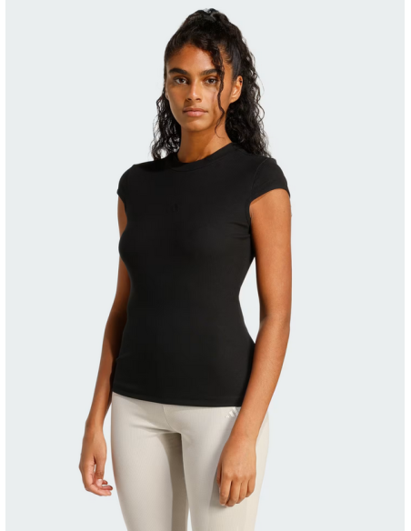 Adidas Rib Cap-Sleeve Tee Damen T-Shirt - Schwarz