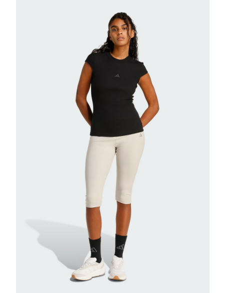 T-Shirt Donna Adidas Essentials Rib Cap-Sleeve Tee - Nero