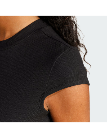 Adidas Rib Cap-Sleeve Tee Damen T-Shirt - Schwarz