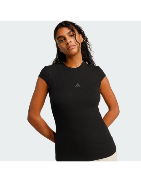 Adidas Rib Cap-Sleeve Tee Damen T-Shirt - Schwarz