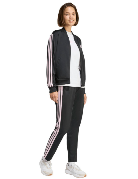 Tuta Donna Adidas Essential 3-Stripes - Nero/Rosa