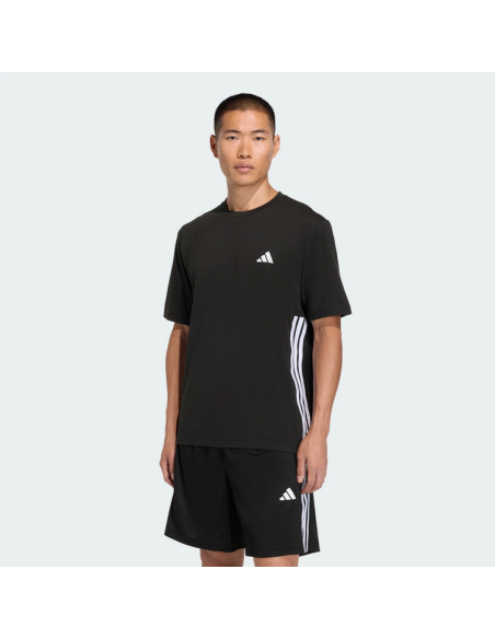 T-shirt da uomo Adidas ESSENTIALS FEELREADY 3 STRIPES - NERO