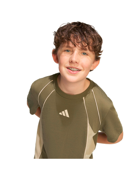 ADIDAS Color Block Boy's T-Shirt - GREEN