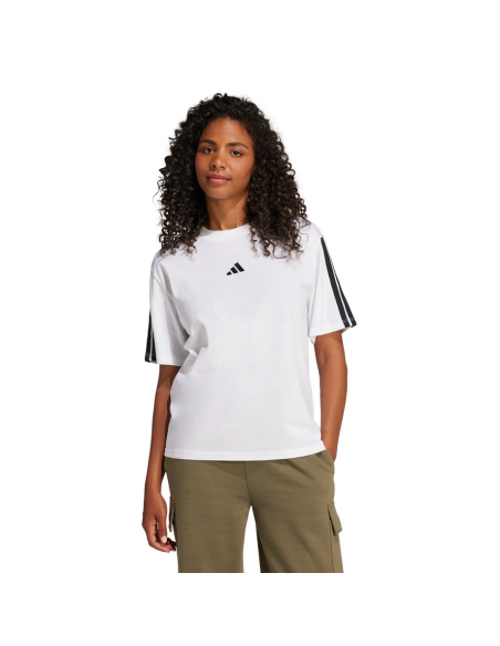 Adidas Essentials Damen-T-Shirt mit 3 Streifen – Weiß